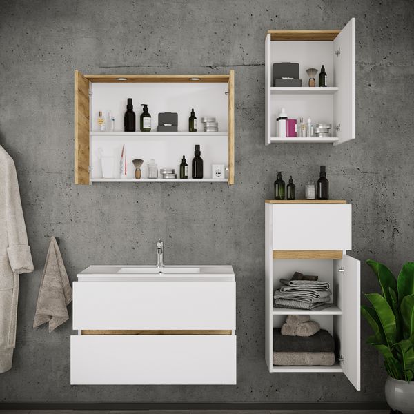 Produktbild: 5 tlg. Badm&ouml;bel-Set mit Waschbecken Cosila-I 81 cm