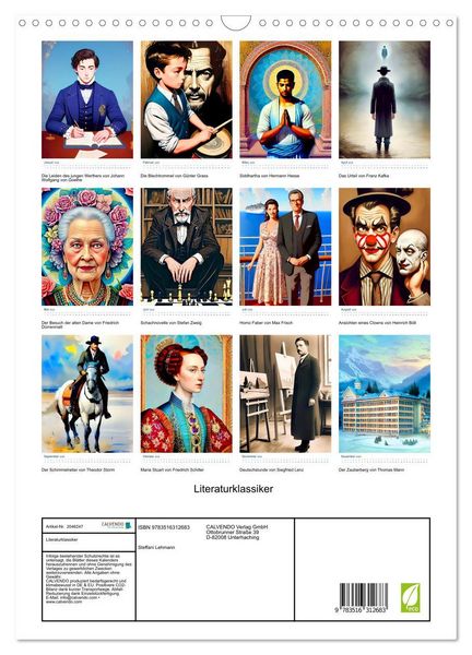 Produktbild: Literaturklassiker (Wandkalender 2026 DIN A3 hoch), CALVENDO Monatskalender