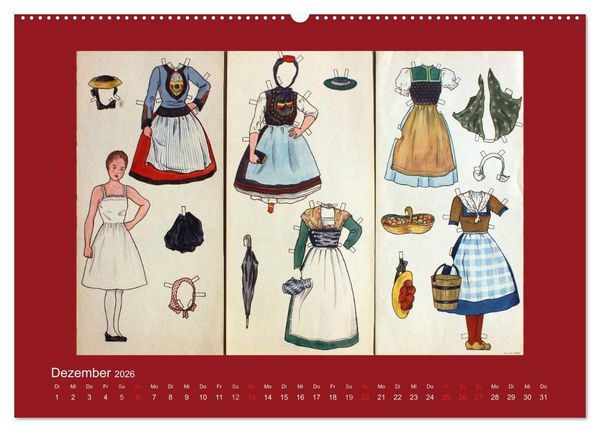Produktbild: Alte europ&auml;ische Ankleidepuppen aus Papier (Wandkalender 2026 DIN A2 quer), CALVENDO Monatskalender