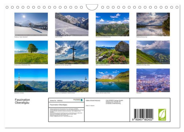 Produktbild: Faszination Oberallg&auml;u (Wandkalender 2026 DIN A4 quer), CALVENDO Monatskalender