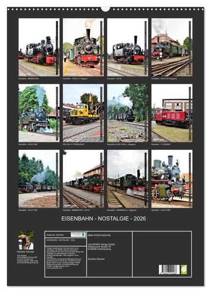 Produktbild: EISENBAHN - NOSTALGIE - 2026 (Wandkalender 2026 DIN A2 hoch), CALVENDO Monatskalender