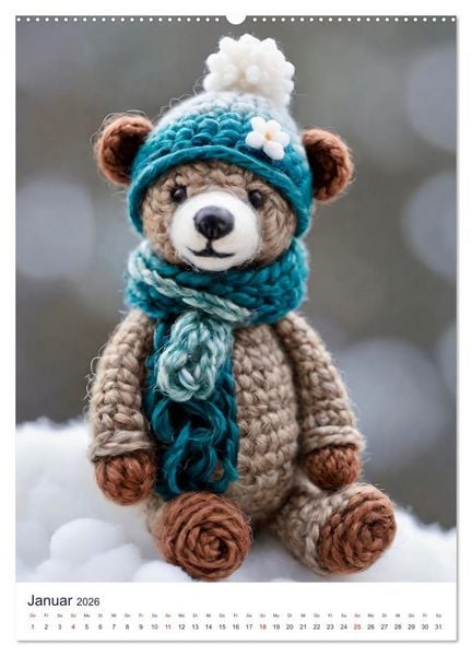 Produktbild: Teddys aus Wolle (Wandkalender 2026 DIN A2 hoch), CALVENDO Monatskalender