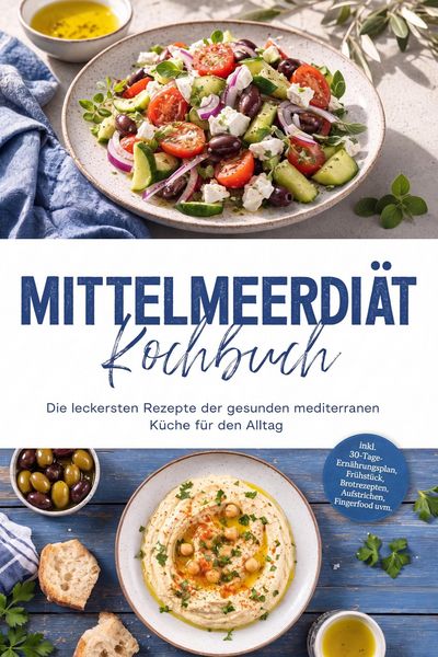 Produktbild: Mittelmeerdi&auml;t Kochbuch: Die leckersten Rezepte der gesunden mediterranen K&uuml;che f&uuml;r den Alltag - inkl. 30-Tage-Ern&auml;hrungsplan, Fr&uuml;hst&uuml;ck, Brotrezepten