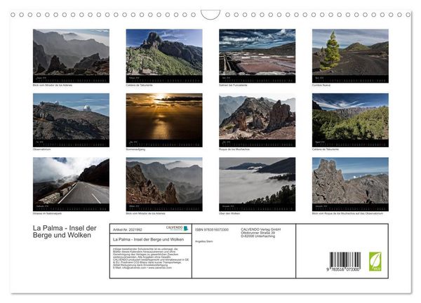 Produktbild: La Palma - Insel der Berge und Wolken (Wandkalender 2026 DIN A3 quer), CALVENDO Monatskalender