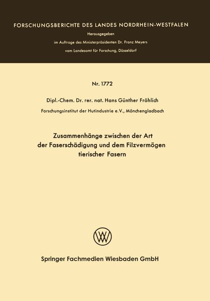 Produktbild: Zusammenh&auml;nge zwischen der Art der Fasersch&auml;digung und dem Filzverm&ouml;gen tierischer Fasern