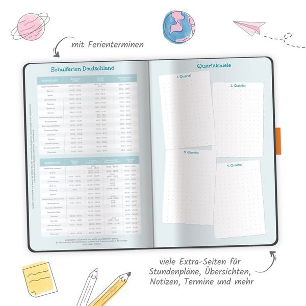 Produktbild: TR&Ouml;TSCH - Sch&uuml;lerkalender Specials mit Gummiband und Stifthalter Uni Black 26/27
