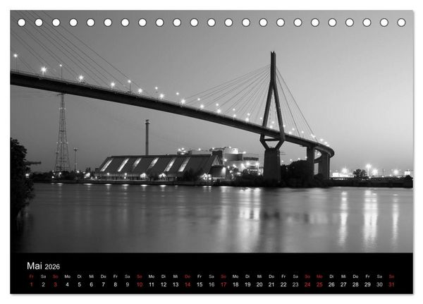 Produktbild: Hamburg monochrome Impressionen (Tischkalender 2026 DIN A5 quer), CALVENDO Monatskalender