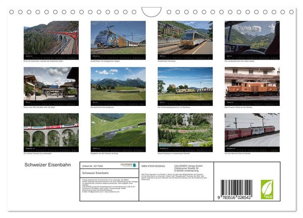 Produktbild: Schweizer Eisenbahn (Wandkalender 2026 DIN A4 quer), CALVENDO Monatskalender