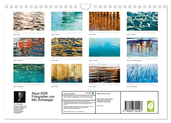 Produktbild: Aqua 2026 Fotografien von Mio Schweiger (Wandkalender 2026 DIN A4 quer), CALVENDO Monatskalender