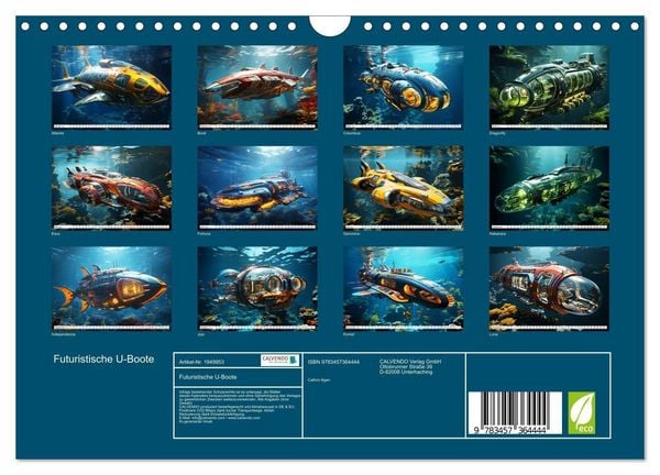 Produktbild: Futuristische U-Boote (Wandkalender 2026 DIN A4 quer), CALVENDO Monatskalender