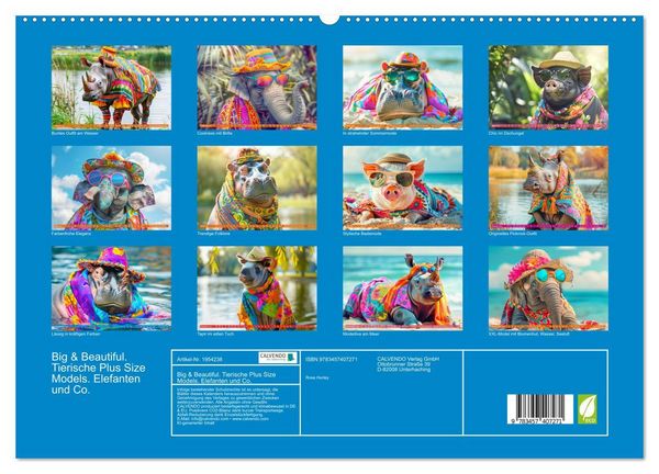 Produktbild: Big & Beautiful. Tierische Plus Size Models. Elefanten und Co. (hochwertiger Premium Wandkalender 2026 DIN A2 quer), Kunstdruck in Hochglanz