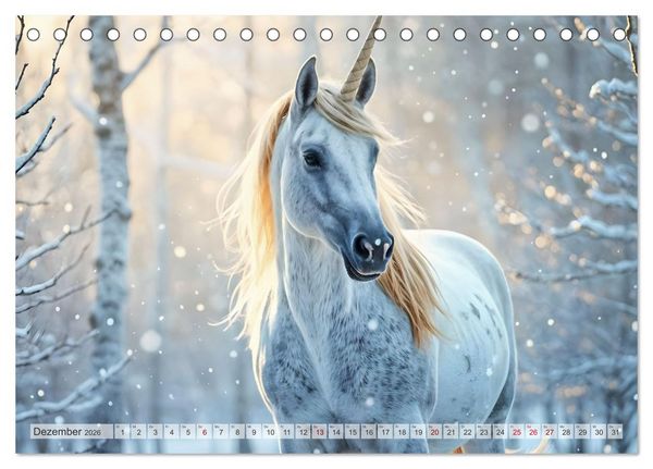 Produktbild: Einhorn Zauberwelt - Die m&auml;rchenhafte Welt der KI Einh&ouml;rner (Tischkalender 2026 DIN A5 quer), CALVENDO Monatskalender