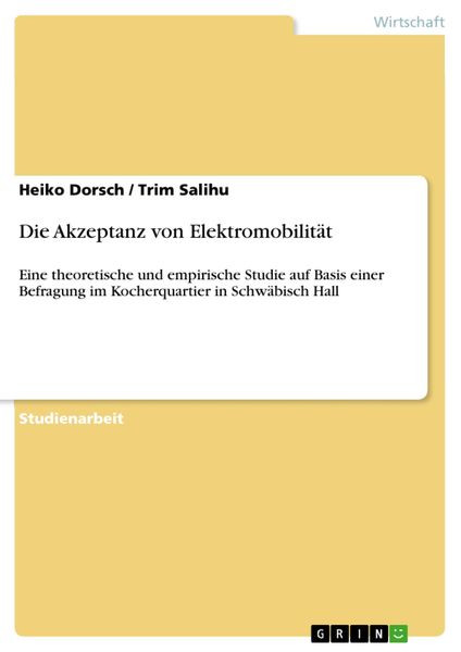 Produktbild: Die Akzeptanz von Elektromobilit&auml;t