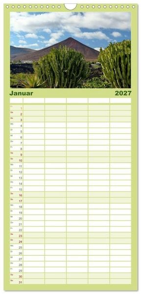 Produktbild: Familienplaner 2027 - Vulkaninsel Lanzarote mit 5 Spalten (Wandkalender, 21 x 45 cm) CALVENDO