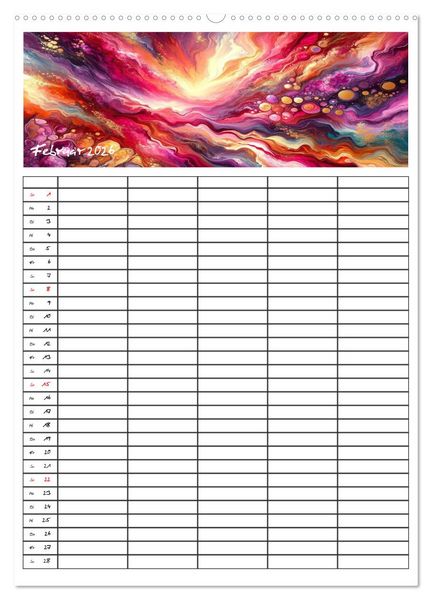 Produktbild: Pouring Art Familienplaner - Durch das Jahr mit KI-kreierter Pouring Kunst (hochwertiger Premium Wandkalender 2026 DIN A2 hoch), Kunstdruck in Hochglanz