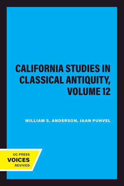 Produktbild: California Studies in Classical Antiquity, Volume 12