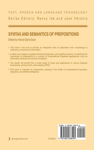 Produktbild: Syntax and Semantics of Prepositions