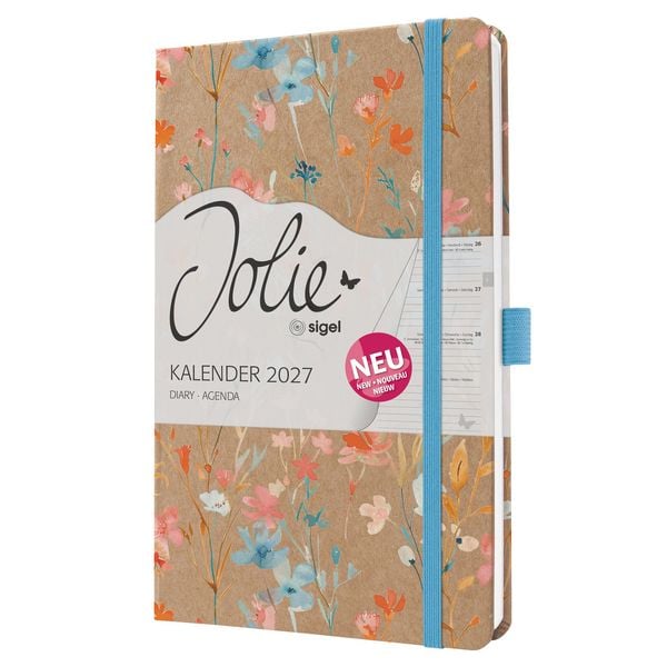 Produktbild: SIGEL 7J807 Wochenkalender Jolie 2027, ca. A5, Blue Floral Serenity, Hardcover