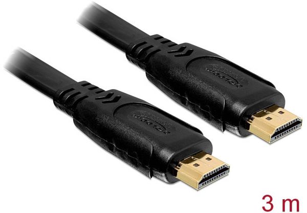 Delock HDMI Anschlusskabel HDMI-A Stecker, HDMI-A Stecker 3.00 m Schwarz 82671 4K UHD HDMI-Kabel