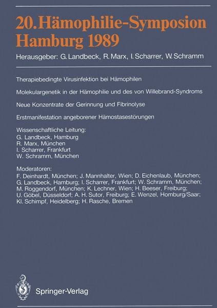 Produktbild: 20. H&auml;mophilie-Symposion Hamburg 1989