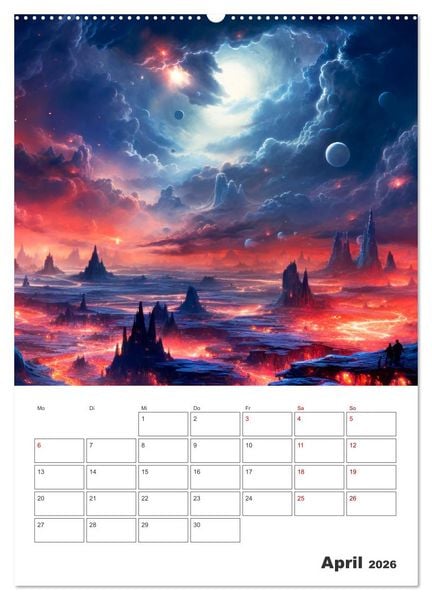 Produktbild: FERNE WELTEN Cooler Terminplaner (Wandkalender 2026 DIN A2 hoch), CALVENDO Monatskalender