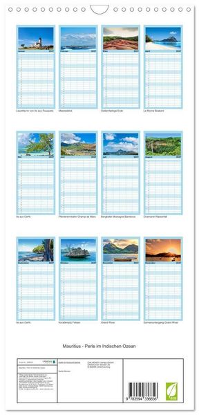 Produktbild: Familienplaner 2027 - Mauritius - Perle im Indischen Ozean mit 5 Spalten (Wandkalender, 21 x 45 cm) CALVENDO