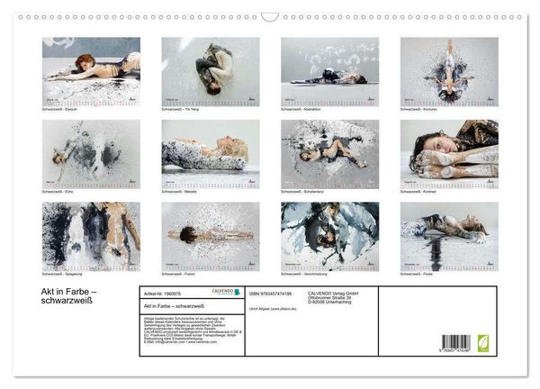 Produktbild: Akt in Farbe &ndash; schwarzwei&szlig; (Wandkalender 2026 DIN A2 quer), CALVENDO Monatskalender