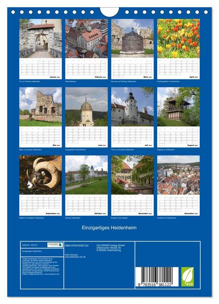 Produktbild: Einzigartiges Heidenheim (Wandkalender 2026 DIN A4 hoch), CALVENDO Monatskalender