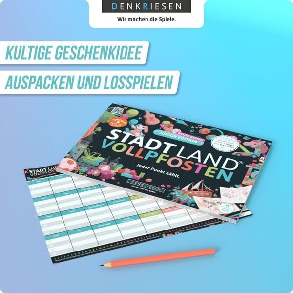 Produktbild: Denkriesen - Stadt Land Vollpfosten&reg; Junior Edition &ndash; "Jeder Punkt z&auml;hlt."