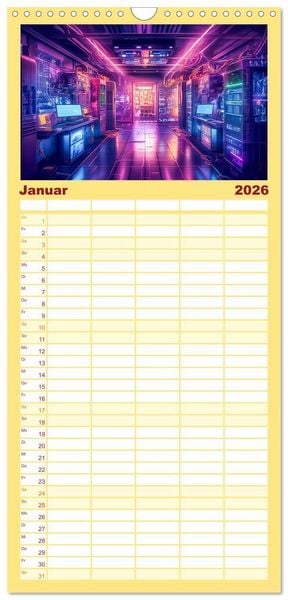 Produktbild: Familienplaner 2026 - Visuelle Reise in die digitale Welt mit 5 Spalten (Wandkalender, 21 x 45 cm) CALVENDO
