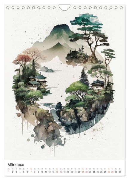 Produktbild: China - Aquarellmalerei (Wandkalender 2026 DIN A4 hoch), CALVENDO Monatskalender