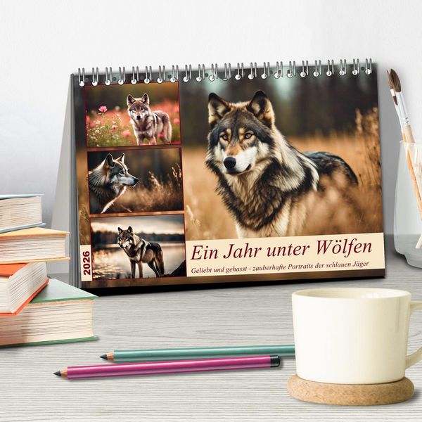 Produktbild: Ein Jahr unter W&ouml;lfen (Tischkalender 2026 DIN A5 quer), CALVENDO Monatskalender