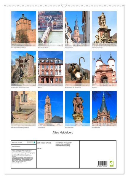 Produktbild: Altes Heidelberg (Wandkalender 2026 DIN A2 hoch), CALVENDO Monatskalender