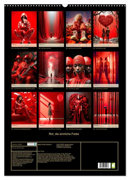 Produktbild: Rot, die sinnliche Farbe (Wandkalender 2026 DIN A2 hoch), CALVENDO Monatskalender