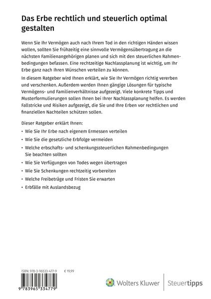 Produktbild: Das Erbe rechtlich und steuerlich optimal gestalten