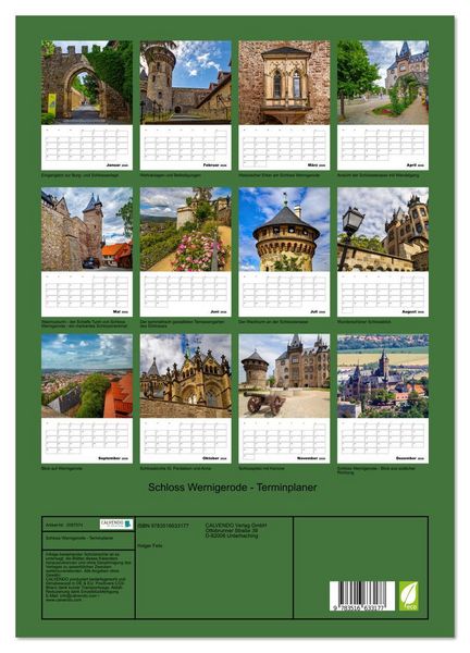Produktbild: Schloss Wernigerode - Terminplaner (hochwertiger Premium Wandkalender 2026 DIN A2 hoch), Kunstdruck in Hochglanz