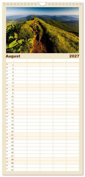 Produktbild: Familienplaner 2027 - Berge. Wege in die Natur mit 5 Spalten (Wandkalender, 21 x 45 cm) CALVENDO