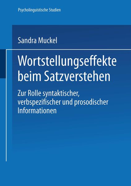 Produktbild: Wortstellungseffekte beim Satzverstehen