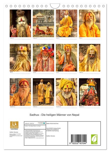 Produktbild: Sadhus - Die heiligen M&auml;nner von Nepal (Wandkalender 2026 DIN A4 hoch), CALVENDO Monatskalender