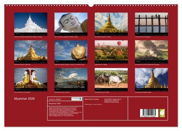 Produktbild: Myanmar 2026 (hochwertiger Premium Wandkalender 2026 DIN A2 quer), Kunstdruck in Hochglanz