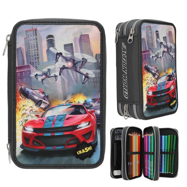 Produktbild: Action World 3 Fach Federtasche LED Drohne