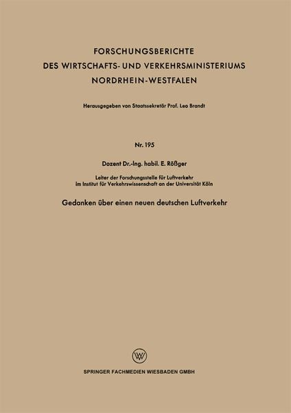 Produktbild: Gedanken &uuml;ber einen neuen deutschen Luftverkehr