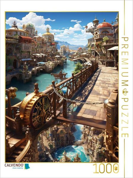 CALVENDO Puzzle Die Ebenenstadt im Anime Manga Style | 1000 Teile Lege-Größe 64x48cm Foto-Puzzle für glückliche Stunden