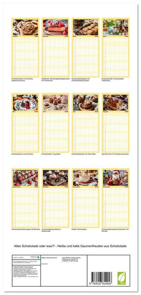 Produktbild: Familienplaner 2026 - Alles Schokolade oder was?! - Hei&szlig;e und kalte Gaumenfreuden aus Schokolade mit 5 Spalten (Wandkalender, 21 x 45 cm) CALVENDO