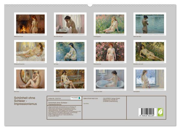 Produktbild: Sch&ouml;nheit ohne Schleier - Impressionismus (hochwertiger Premium Wandkalender 2027 DIN A2 quer), Kunstdruck in Hochglanz