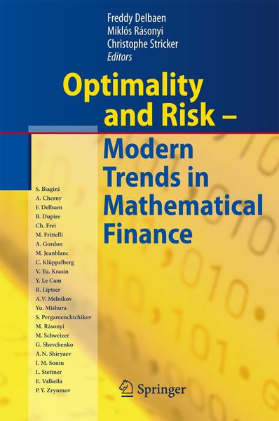 Produktbild: Optimality and Risk - Modern Trends in Mathematical Finance