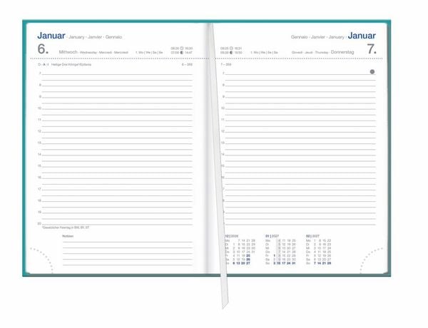 Produktbild: Tages-Cheftimer A6, petrol 2027