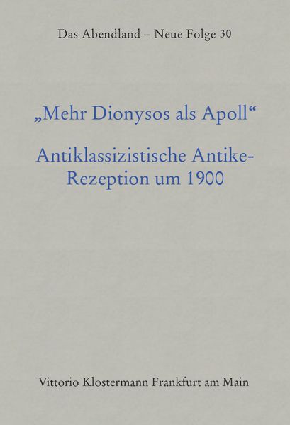 Produktbild: Mehr Dionysos als Apoll