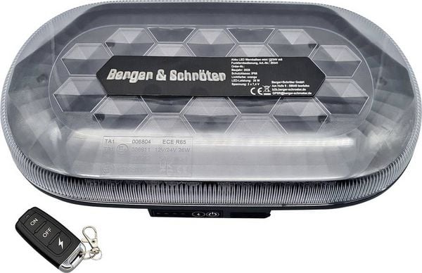 Berger & Schröter Warnbalken Akku LED Mini SM865DR 12 V, 24V über USB Magnetfuß Orange