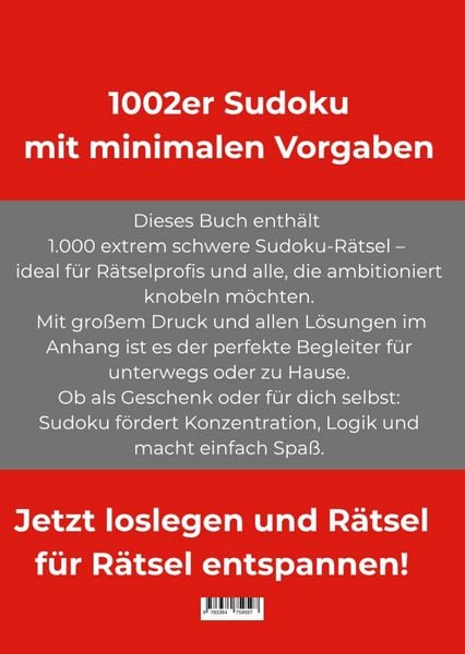 Produktbild: 1.002er Sudoku extrem schwer